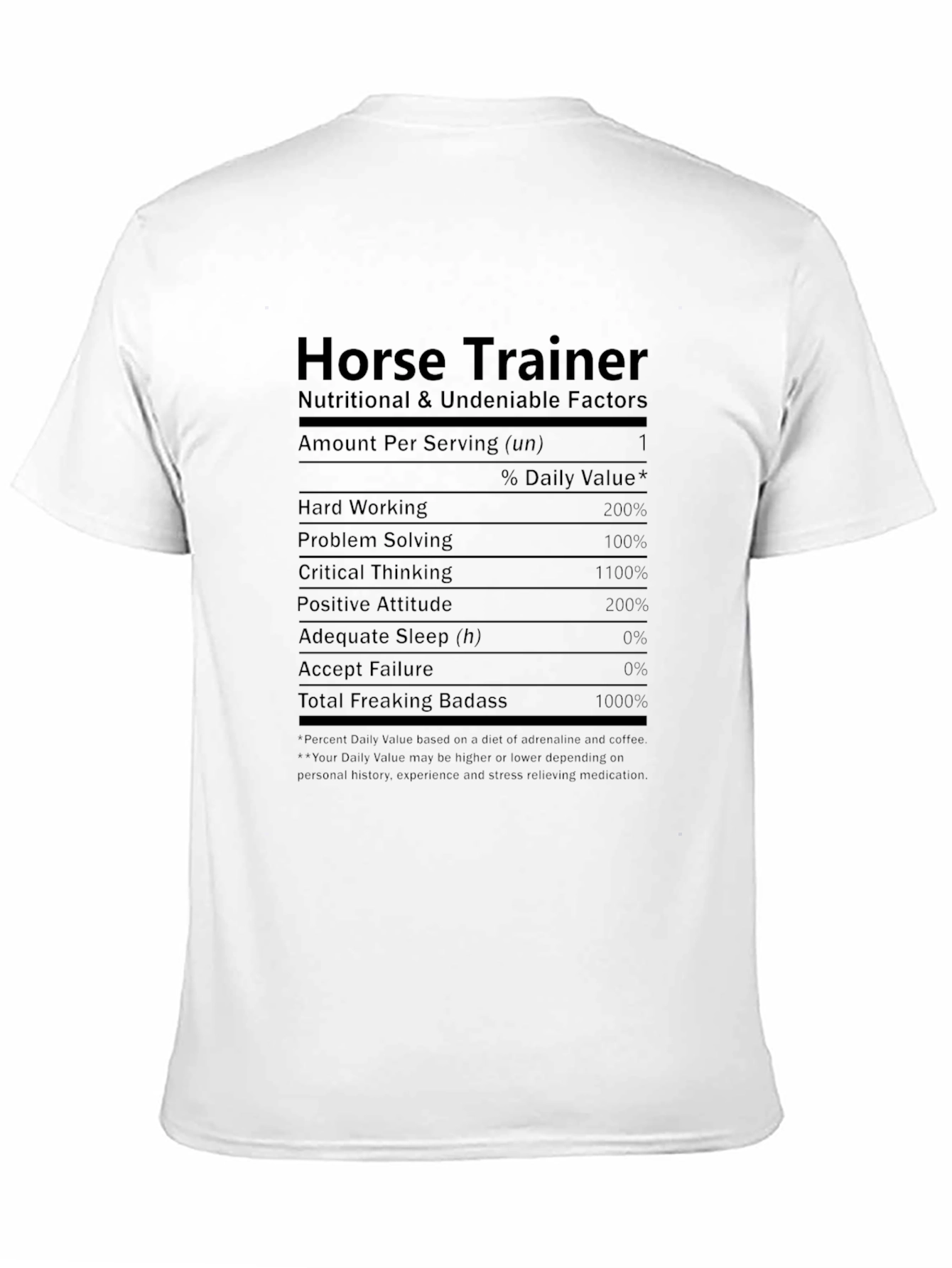 Horse Trainer Nutrition Facts T-Shirt