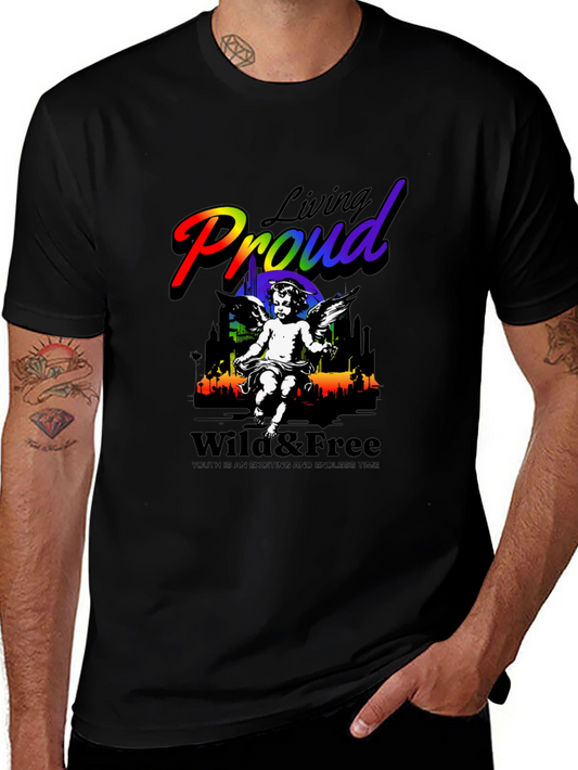 Living Proud Graphic Tee - Wild & Free Pride Shirt