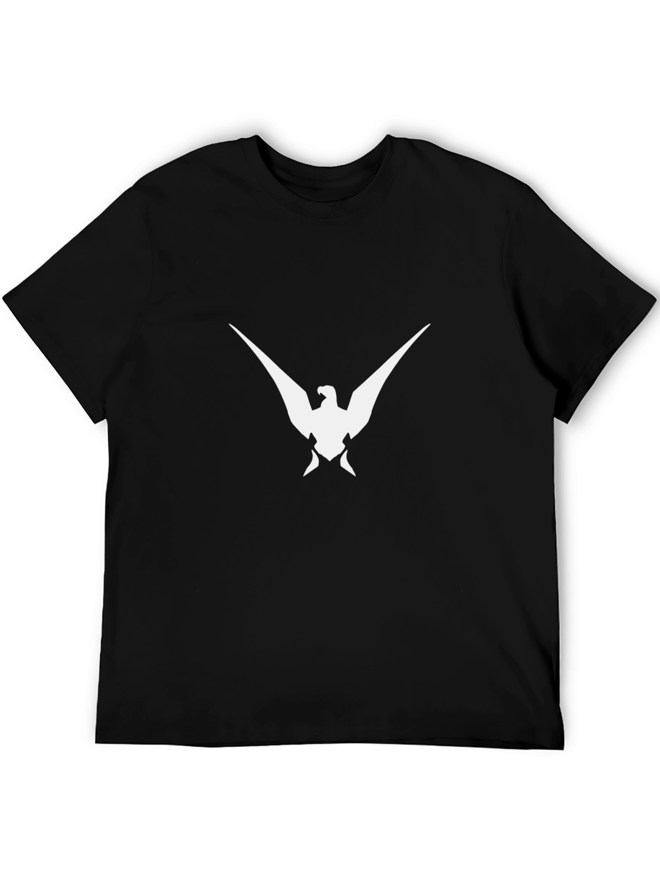Black T-Shirt with White Bird Graphic
