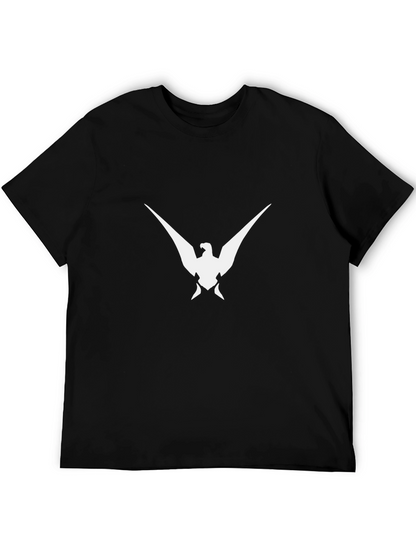 Black T-Shirt with White Bird Graphic