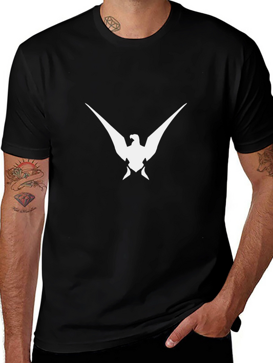 Black T-Shirt with White Bird Graphic