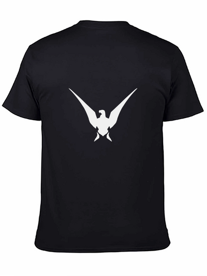 Black T-Shirt with White Bird Graphic