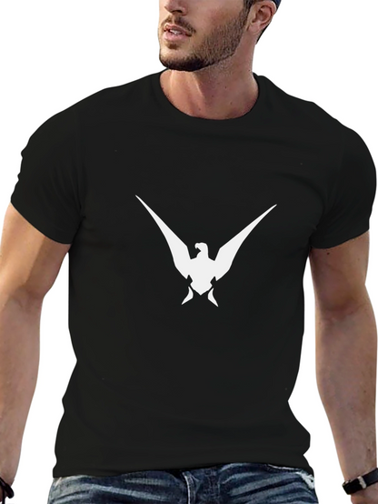 Black T-Shirt with White Bird Graphic