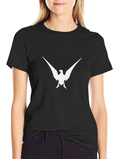 Black T-Shirt with White Bird Graphic