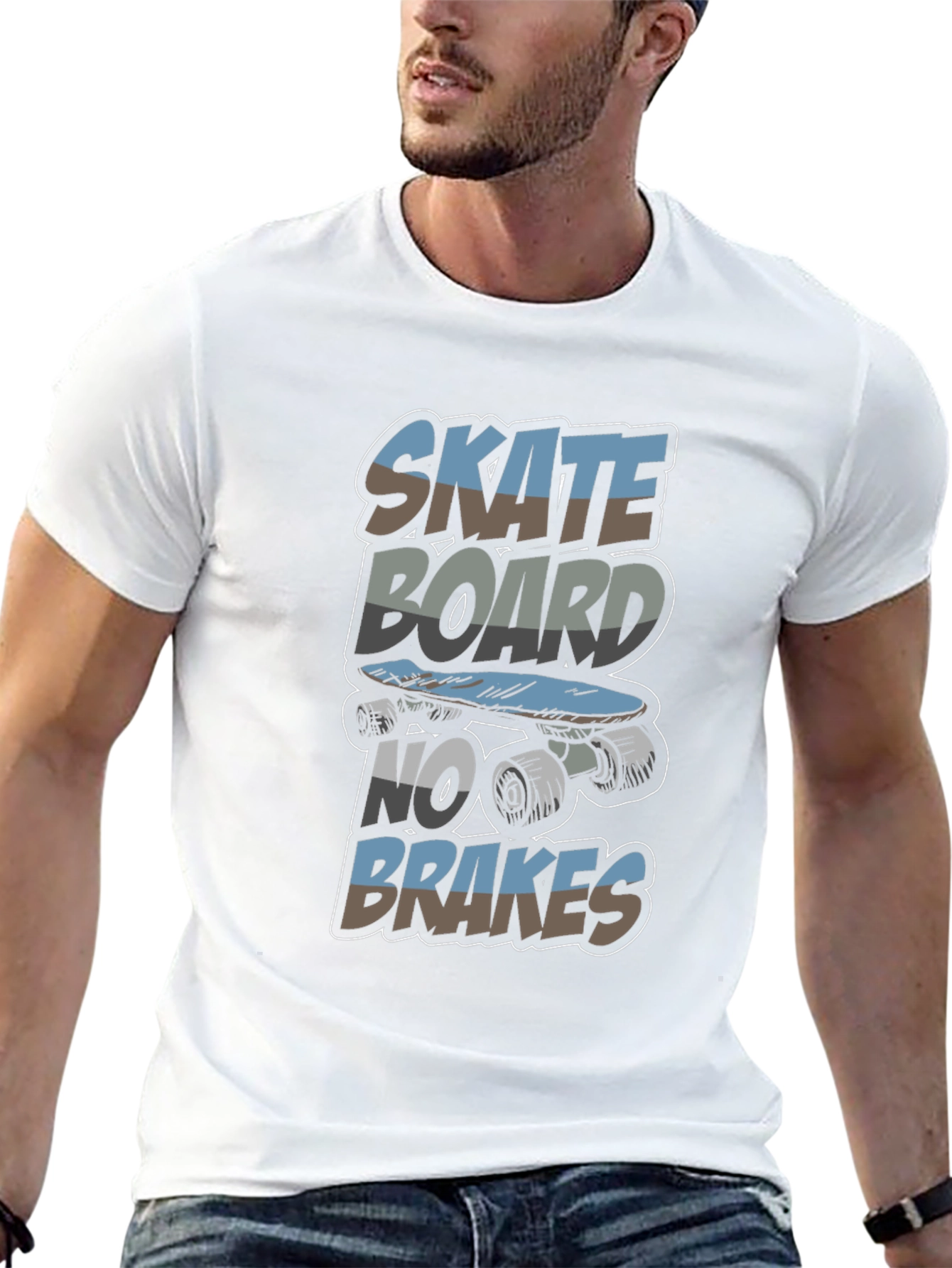 Skateboard No Brakes Graphic Tee - Cool Skater Style