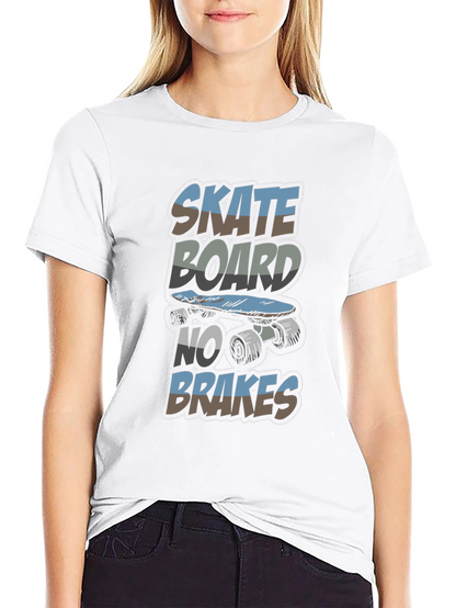 Skateboard No Brakes Graphic Tee - Cool Skater Style
