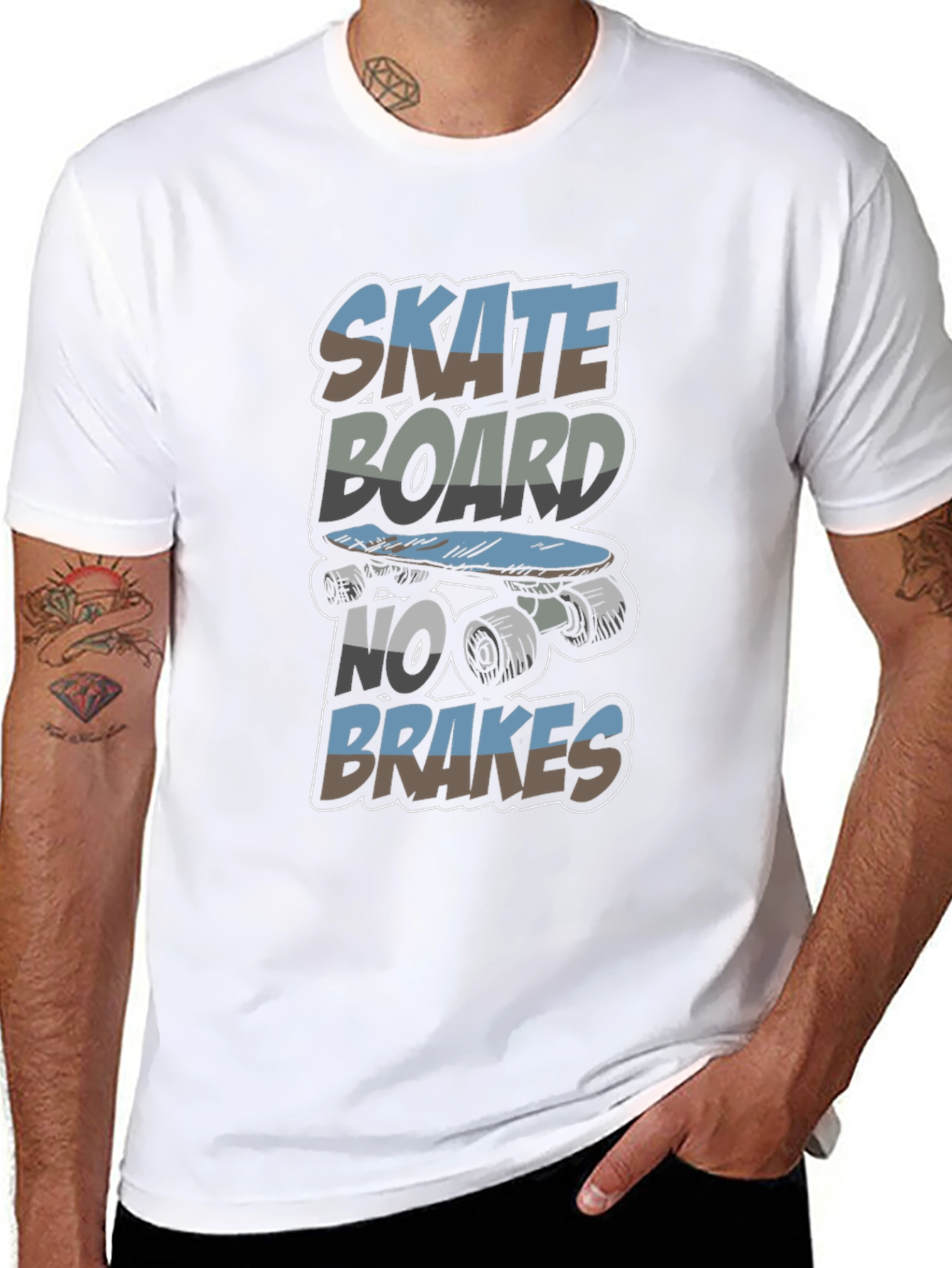 Skateboard No Brakes Graphic Tee - Cool Skater Style