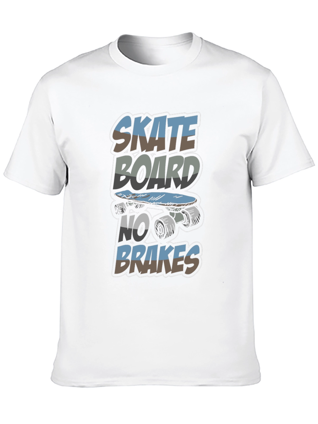 Skateboard No Brakes Graphic Tee - Cool Skater Style
