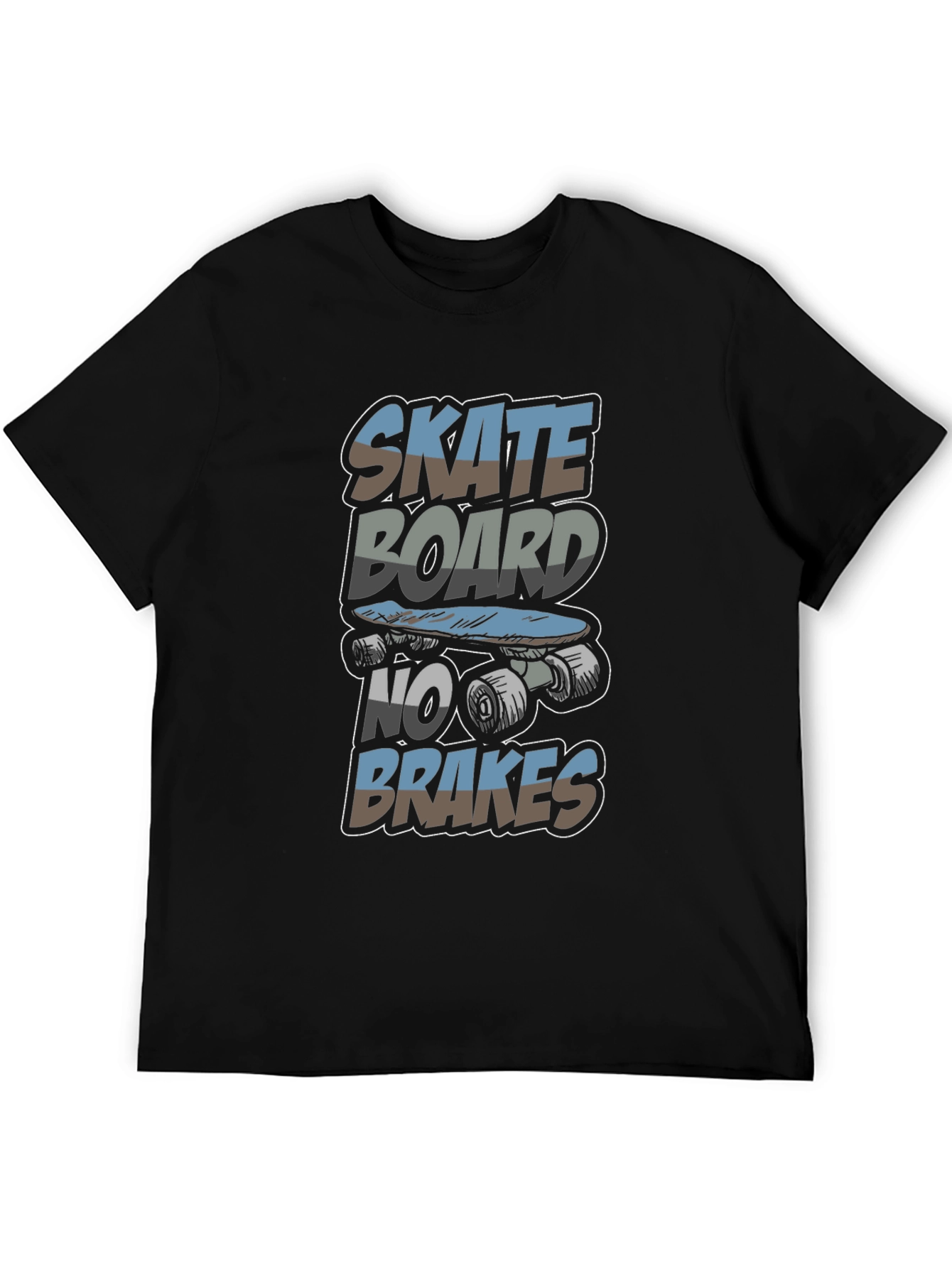 Skateboard No Brakes Graphic Tee - Cool Skater Style