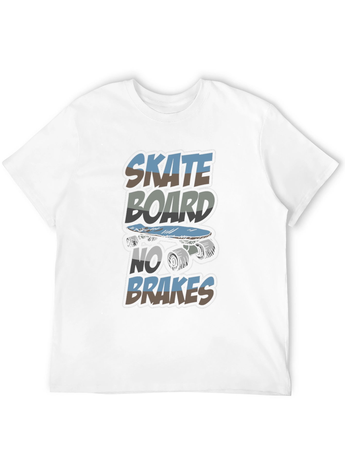 Skateboard No Brakes Graphic Tee - Cool Skater Style