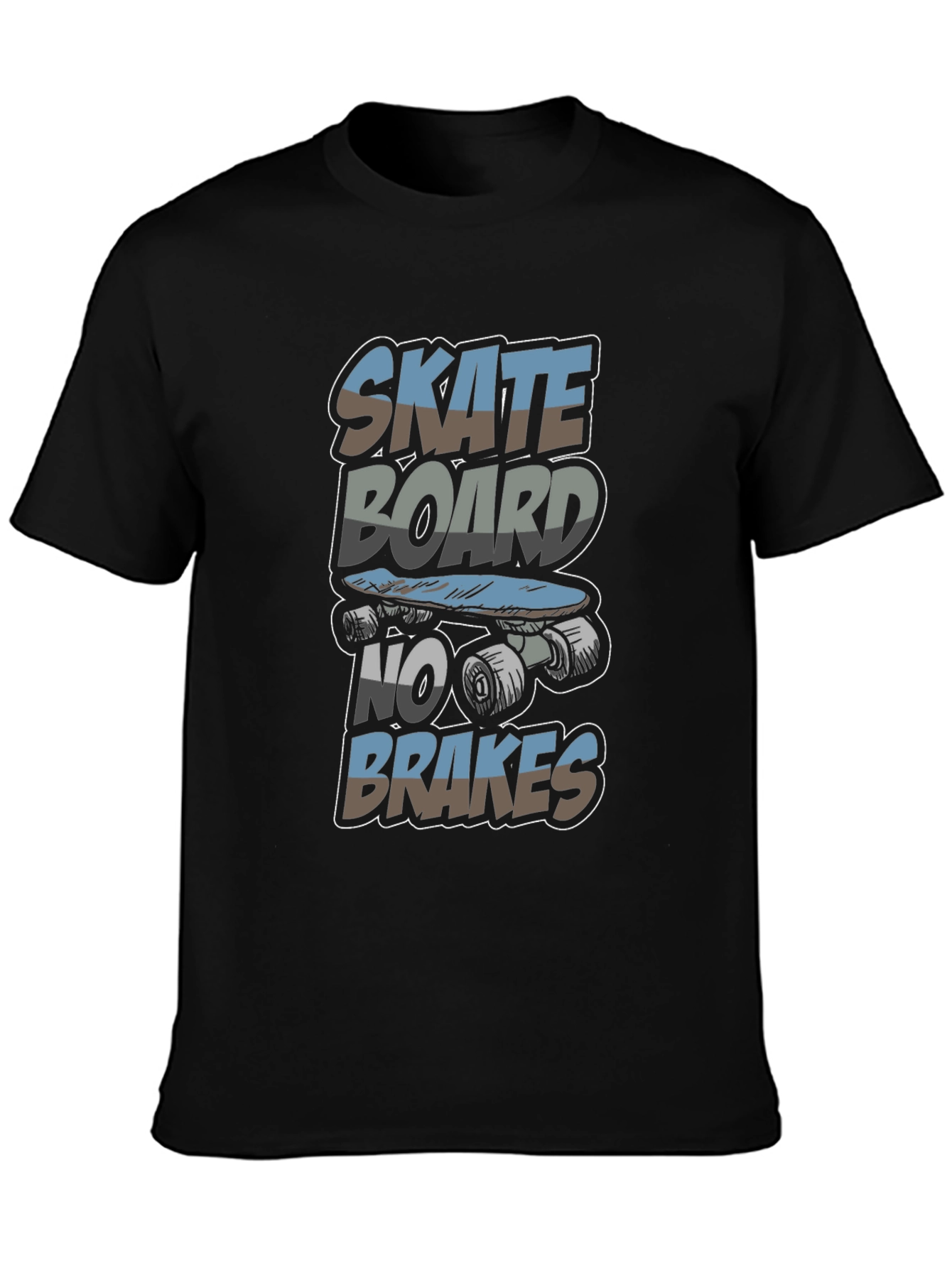 Skateboard No Brakes Graphic Tee - Cool Skater Style