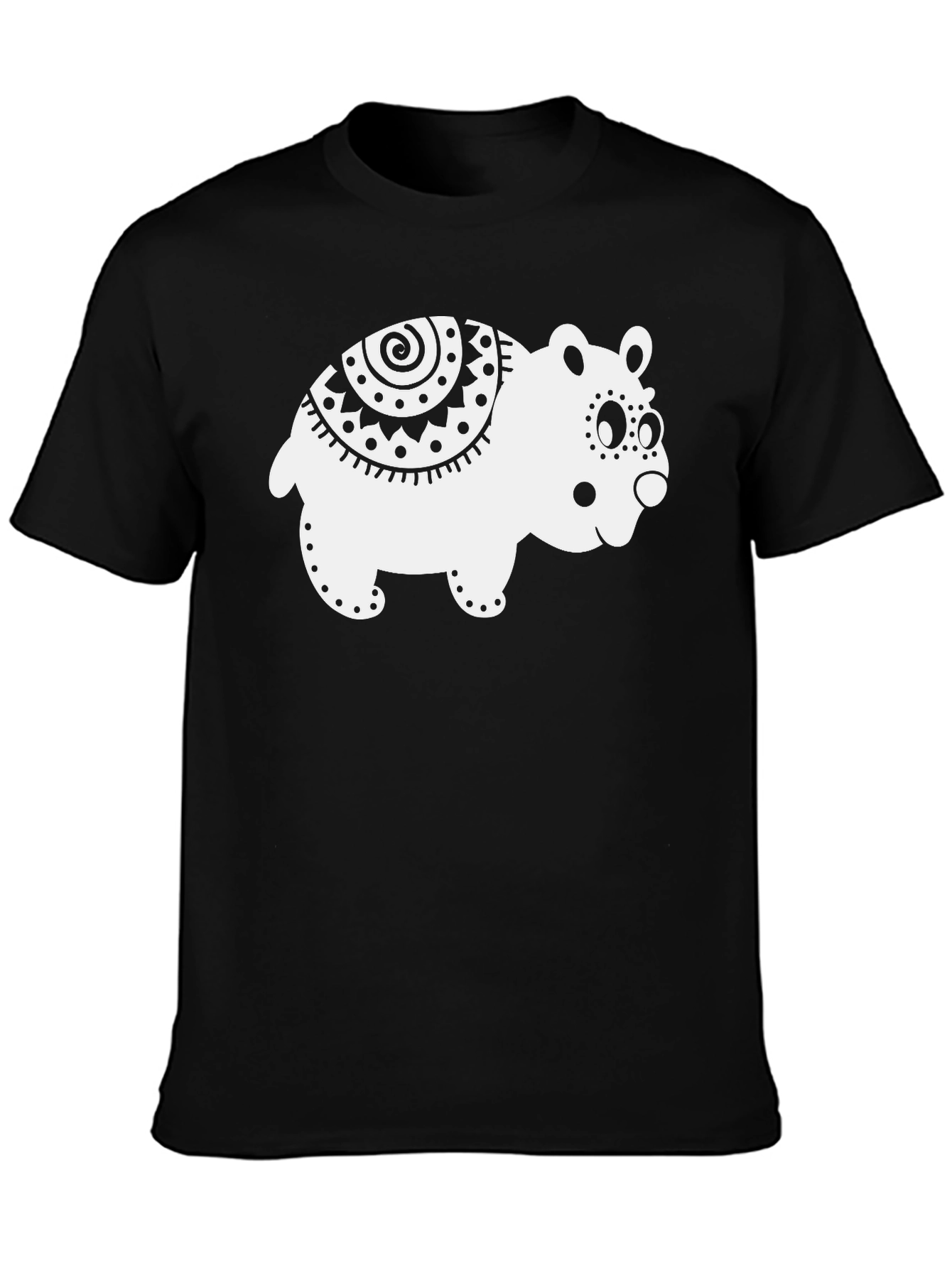 Cute Bear Graphic Tee - Black Cotton T-Shirt
