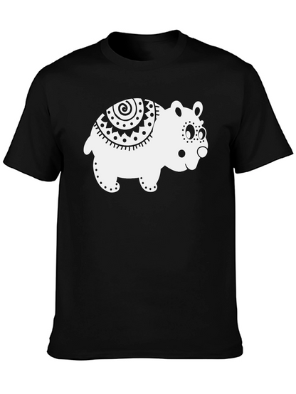 Cute Bear Graphic Tee - Black Cotton T-Shirt