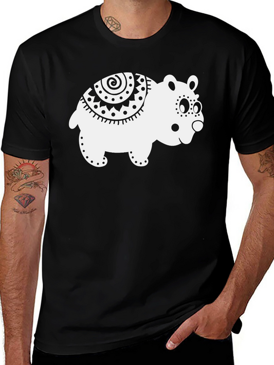 Cute Bear Graphic Tee - Black Cotton T-Shirt