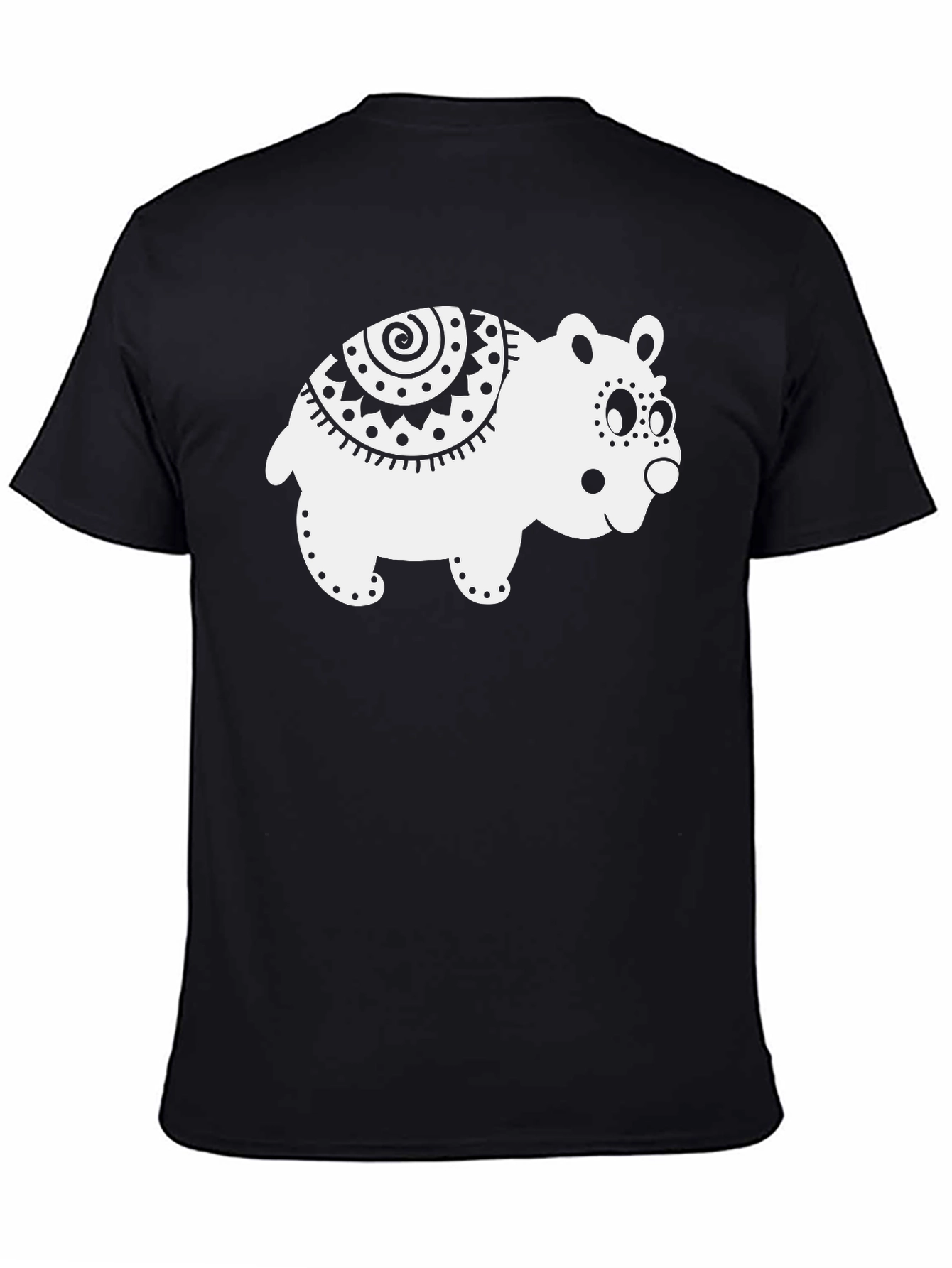 Cute Bear Graphic Tee - Black Cotton T-Shirt