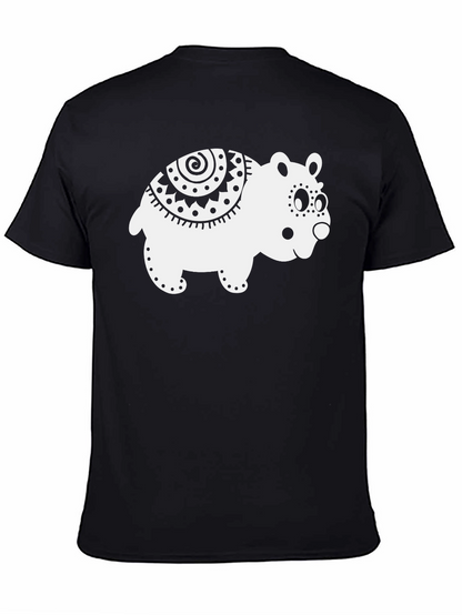 Cute Bear Graphic Tee - Black Cotton T-Shirt