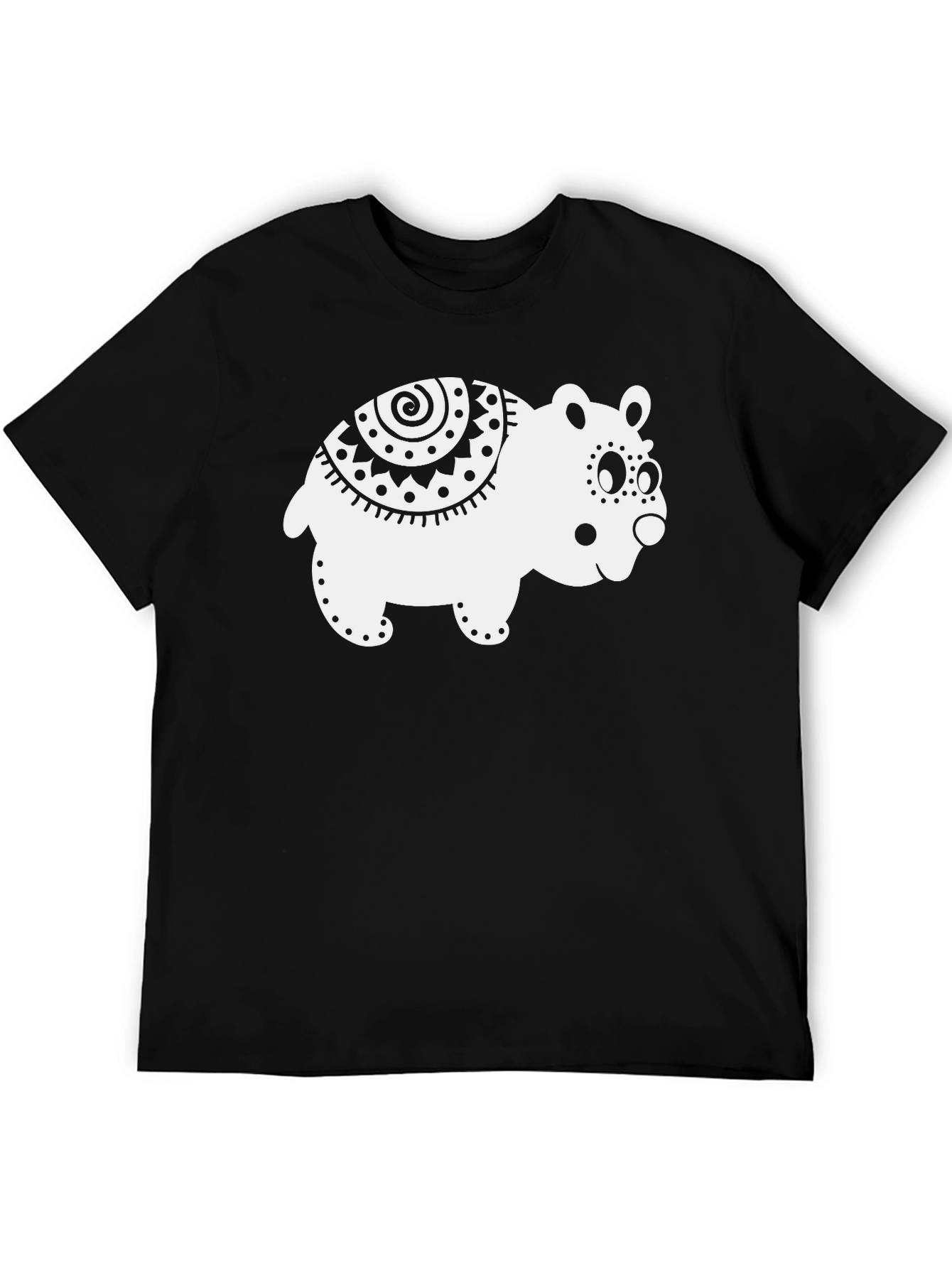 Cute Bear Graphic Tee - Black Cotton T-Shirt