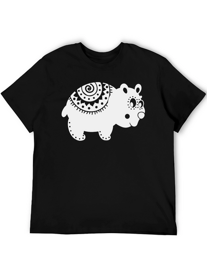 Cute Bear Graphic Tee - Black Cotton T-Shirt