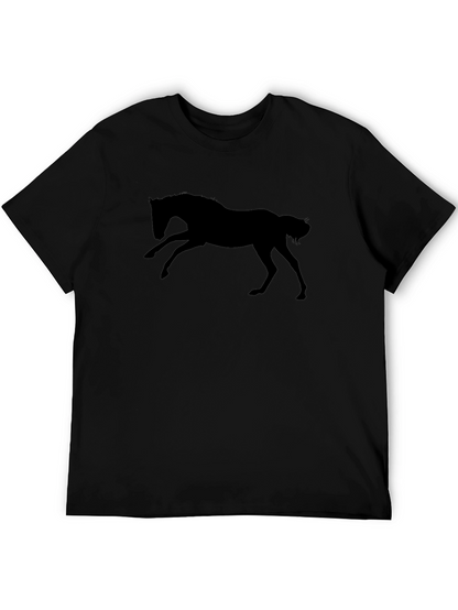 Black Horse Silhouette T-Shirt - Equestrian Style