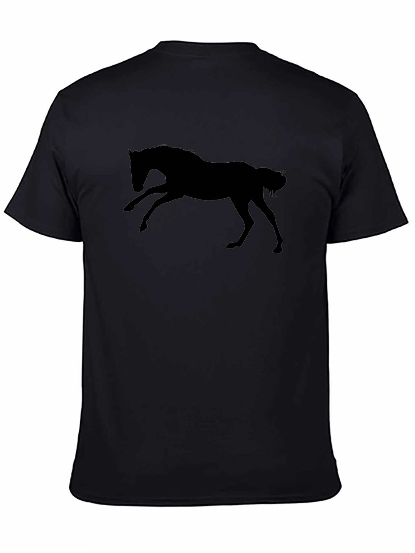 Black Horse Silhouette T-Shirt - Equestrian Style