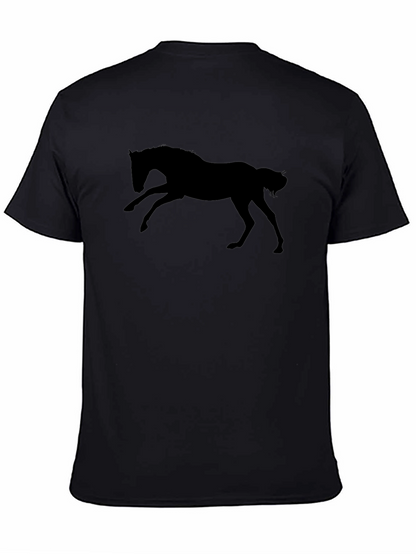 Black Horse Silhouette T-Shirt - Equestrian Style
