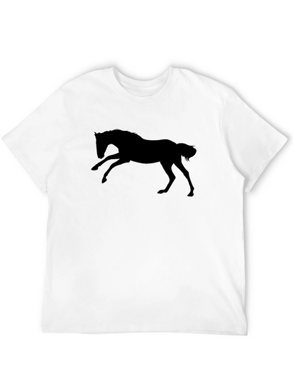 Black Horse Silhouette T-Shirt - Equestrian Style