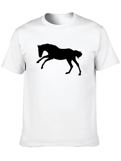 Black Horse Silhouette T-Shirt - Equestrian Style