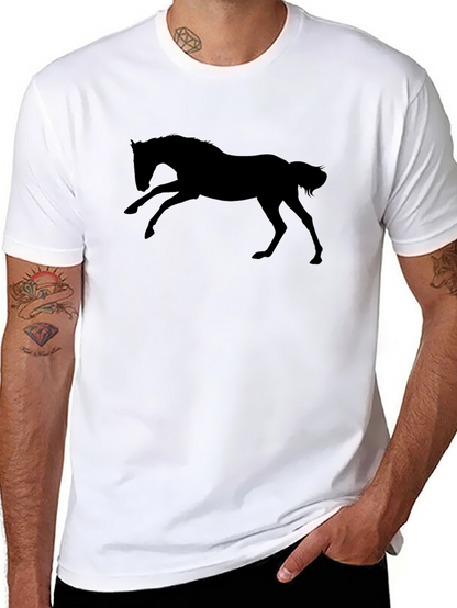 Black Horse Silhouette T-Shirt - Equestrian Style