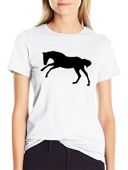 Black Horse Silhouette T-Shirt - Equestrian Style