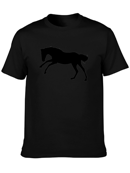 Black Horse Silhouette T-Shirt - Equestrian Style