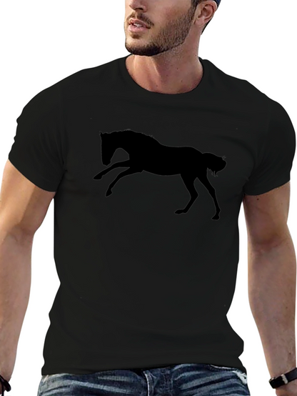 Black Horse Silhouette T-Shirt - Equestrian Style