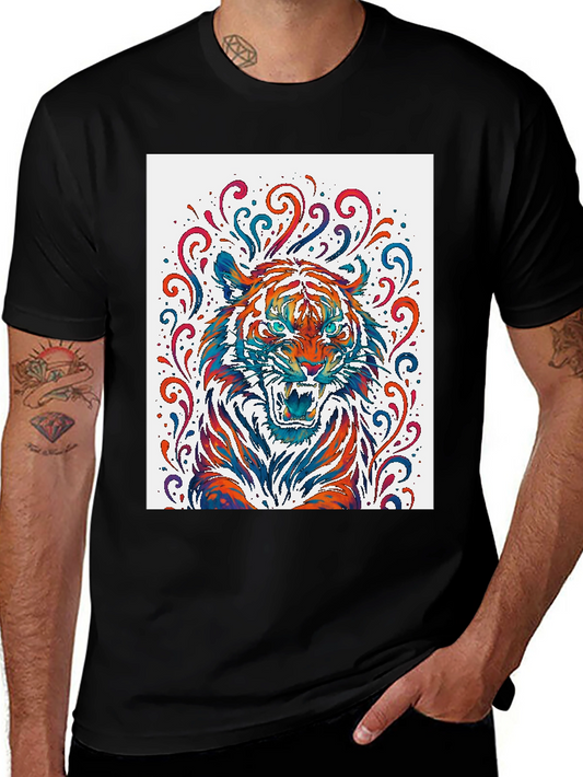 Watercolor Tiger Graphic Tee - Unique Artistic Design