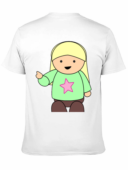 Cute Cartoon Girl Star T-Shirt - Black