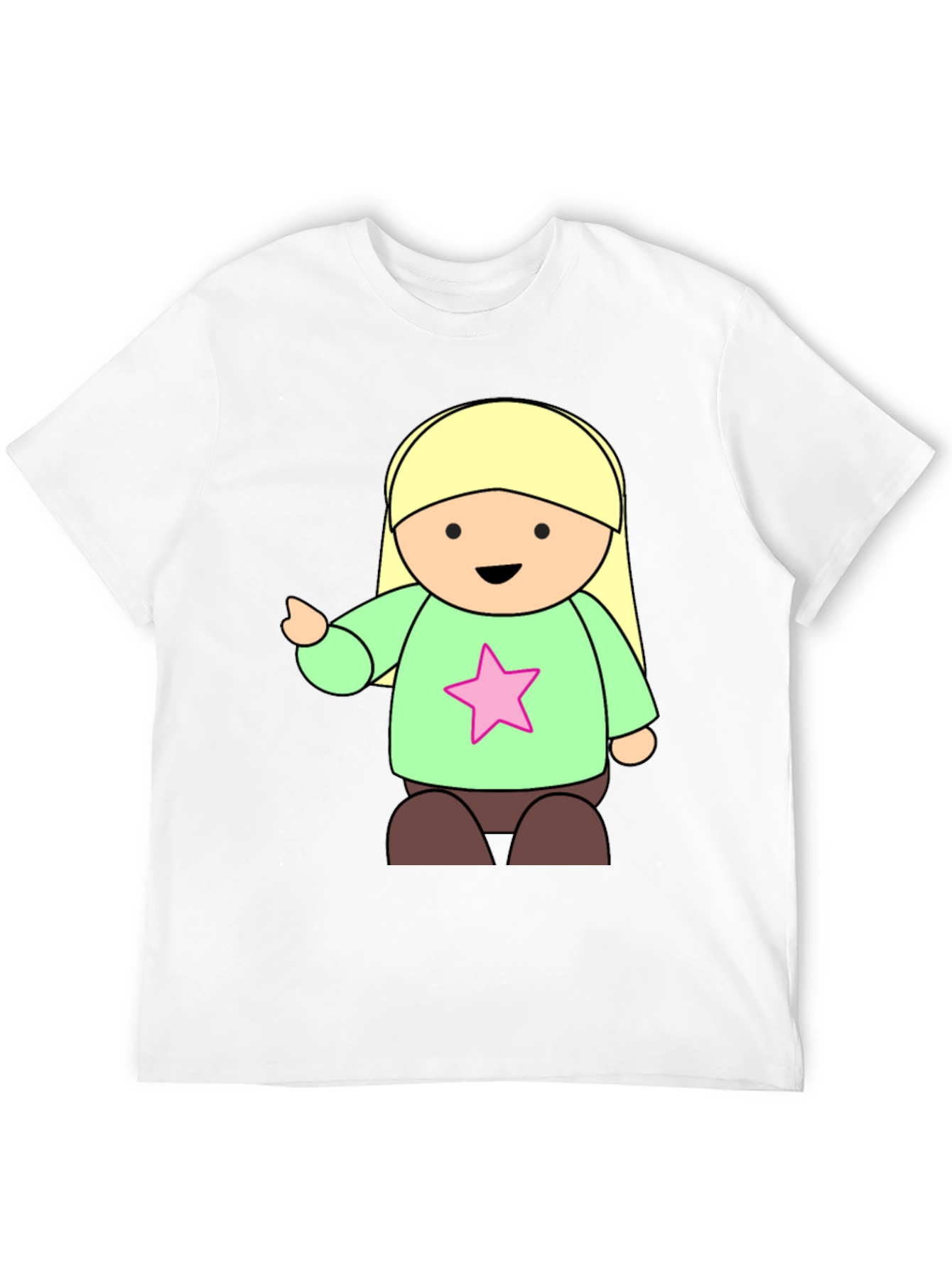Cute Cartoon Girl Star T-Shirt - Black