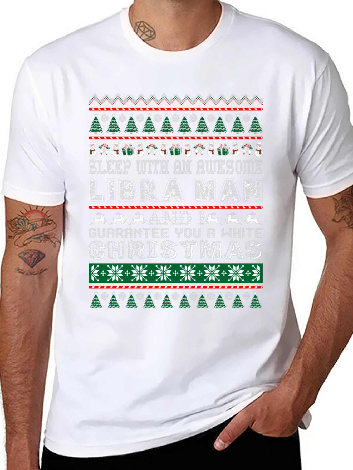Libra Man Ugly Christmas Sweater Style T-Shirt