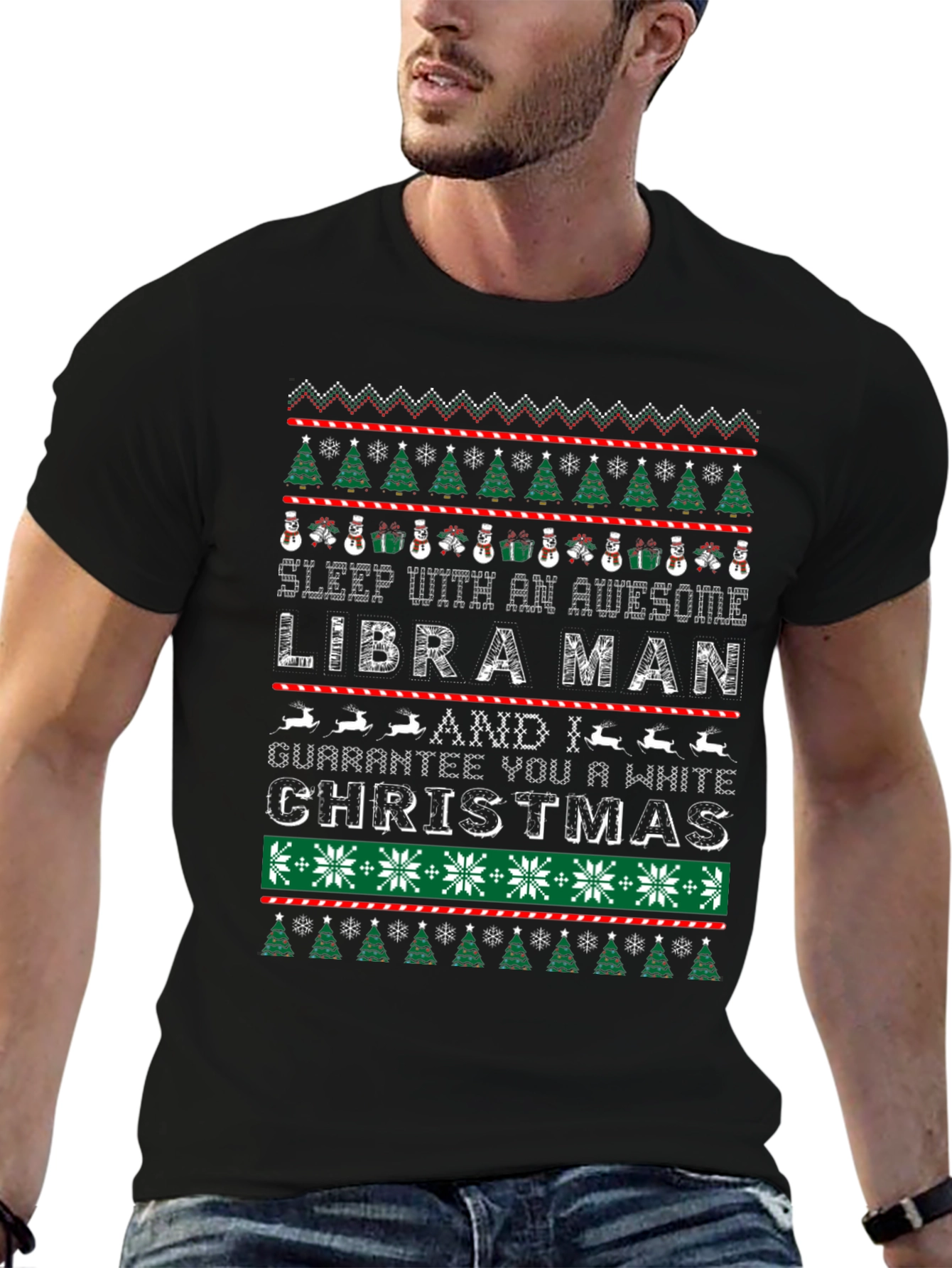 Libra Man Ugly Christmas Sweater Style T-Shirt