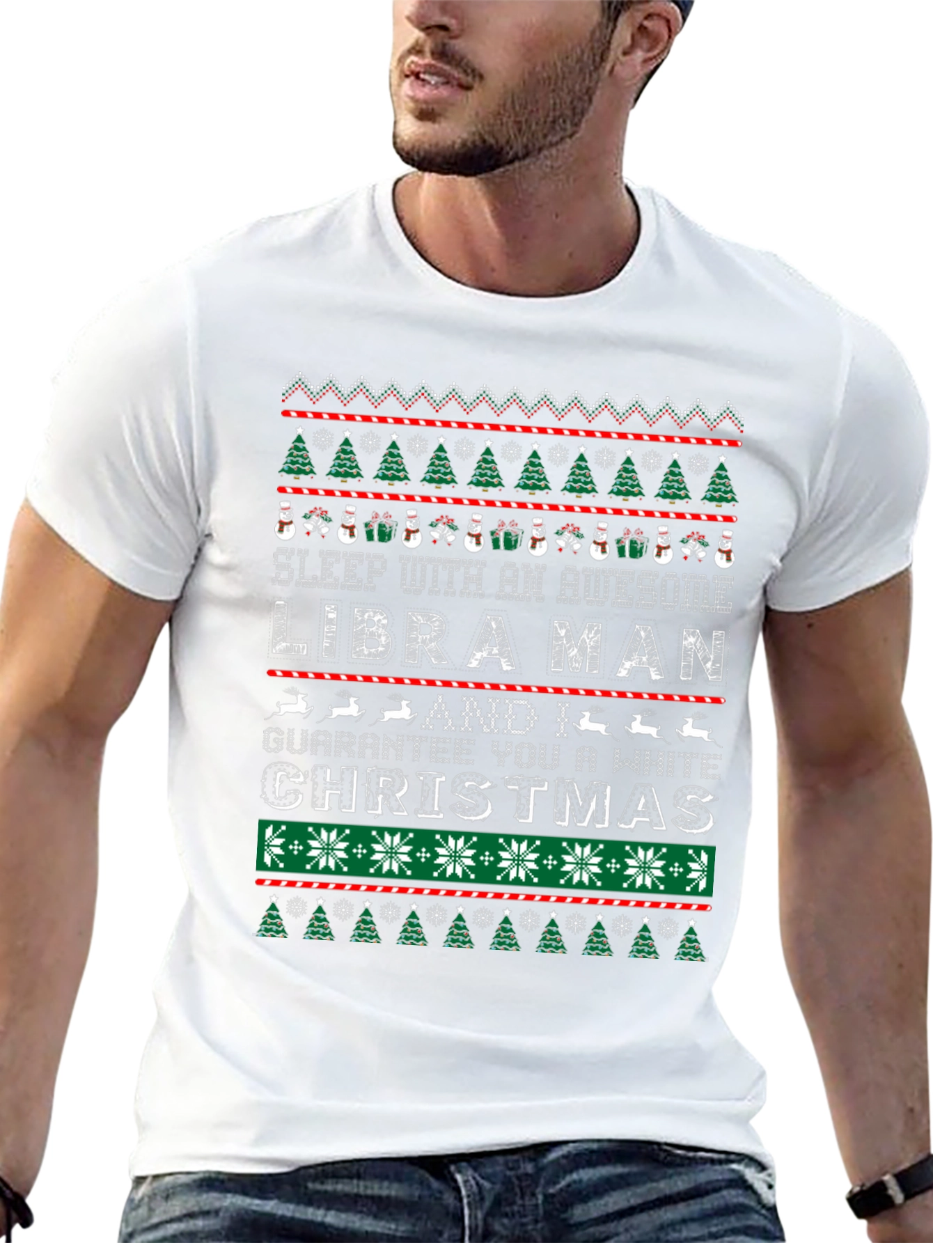 Libra Man Ugly Christmas Sweater Style T-Shirt