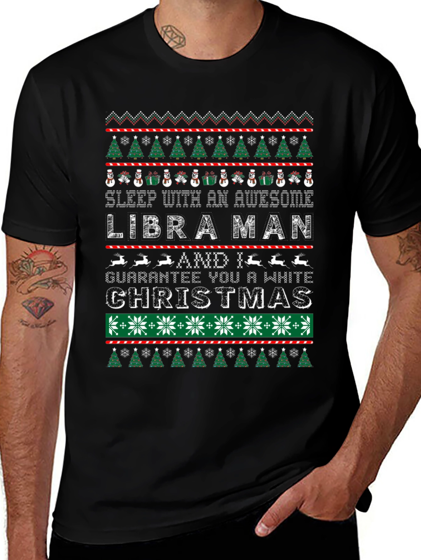 Libra Man Ugly Christmas Sweater Style T-Shirt