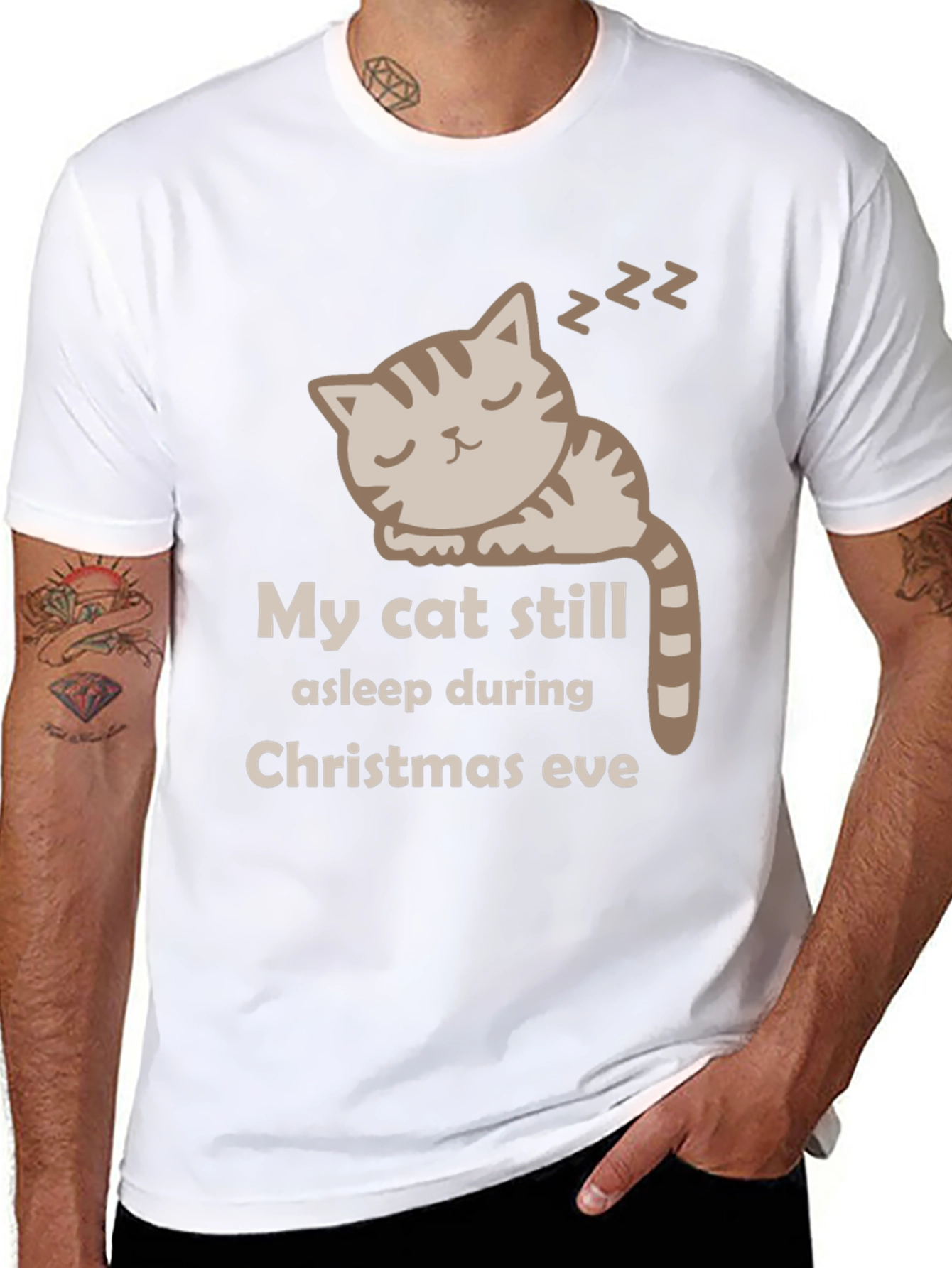 My Cat Still Asleep Christmas Eve Graphic T-Shirt