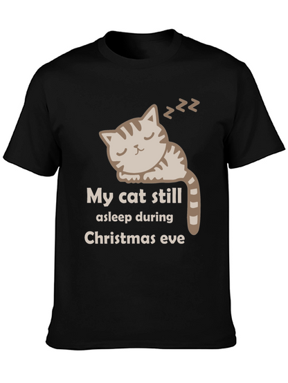 My Cat Still Asleep Christmas Eve Graphic T-Shirt