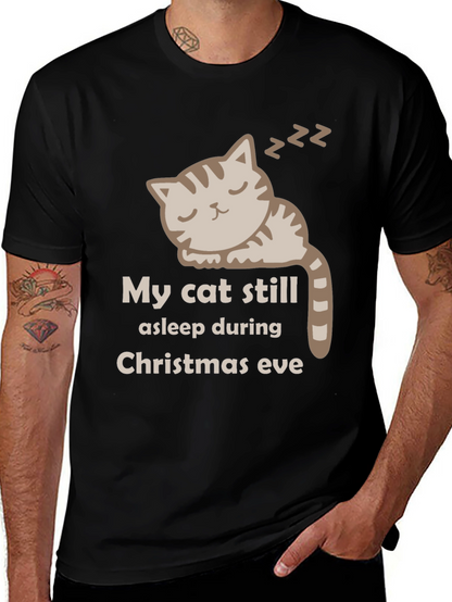My Cat Still Asleep Christmas Eve Graphic T-Shirt