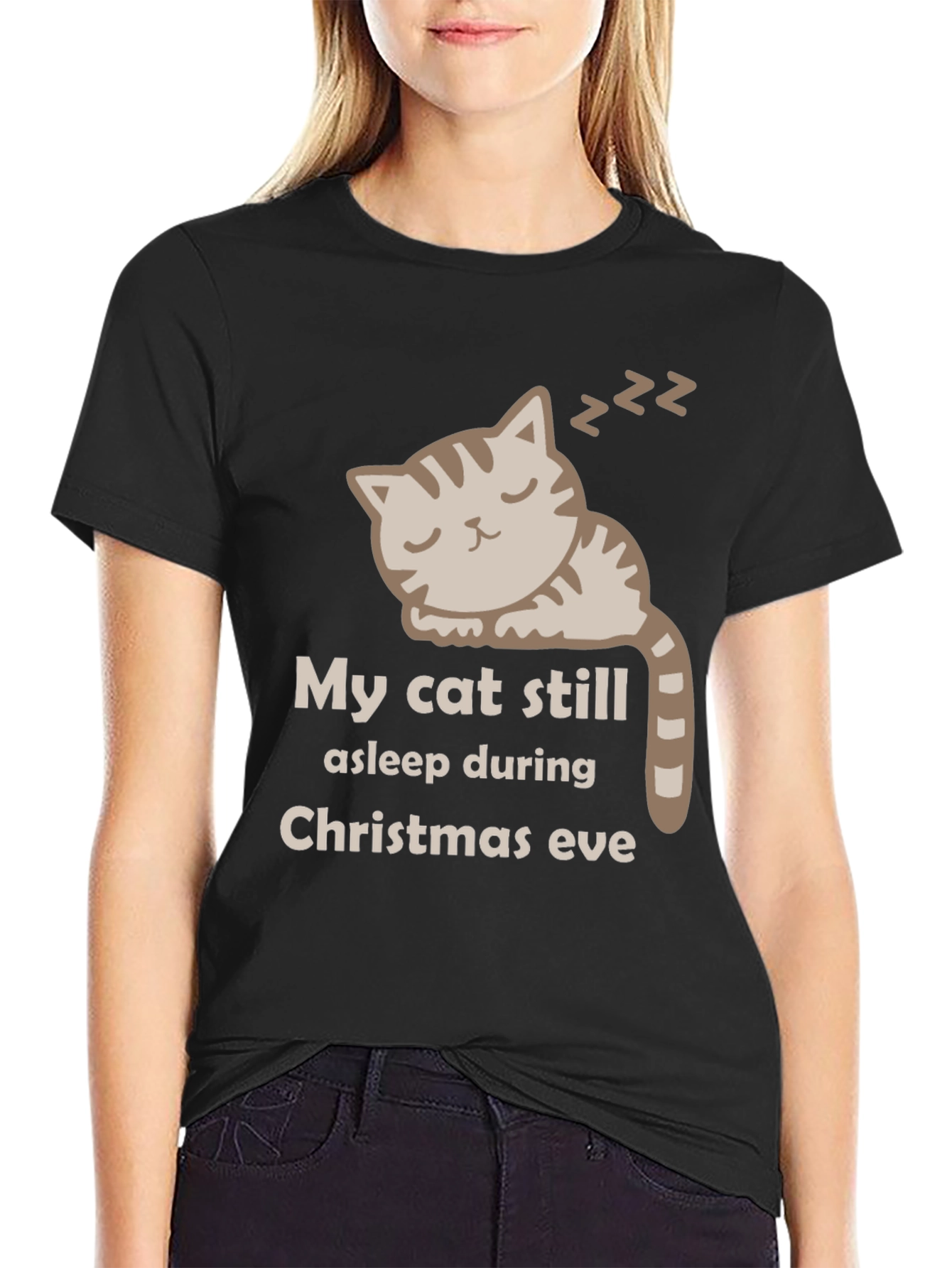 My Cat Still Asleep Christmas Eve Graphic T-Shirt