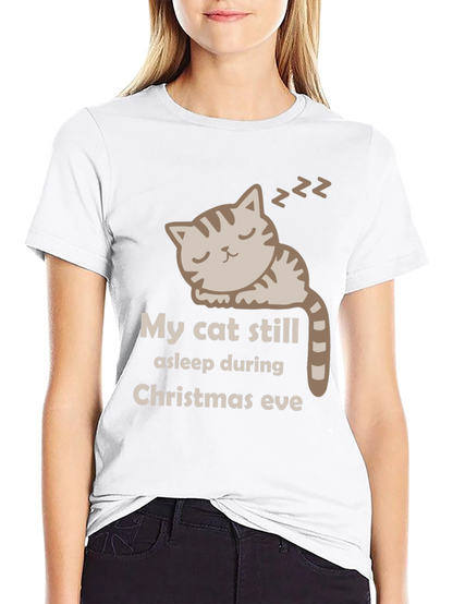 My Cat Still Asleep Christmas Eve Graphic T-Shirt