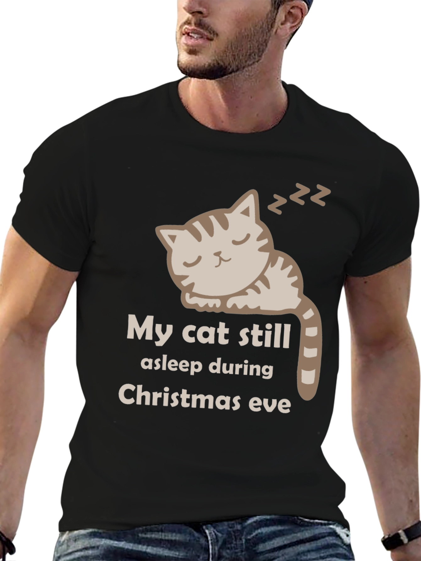 My Cat Still Asleep Christmas Eve Graphic T-Shirt