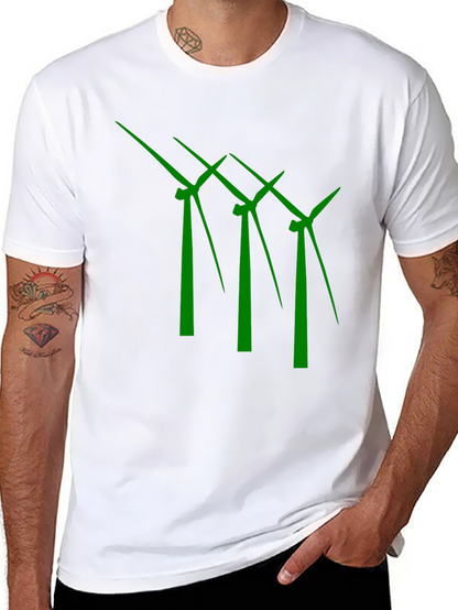 Eco-Friendly Wind Turbine Graphic T-Shirt