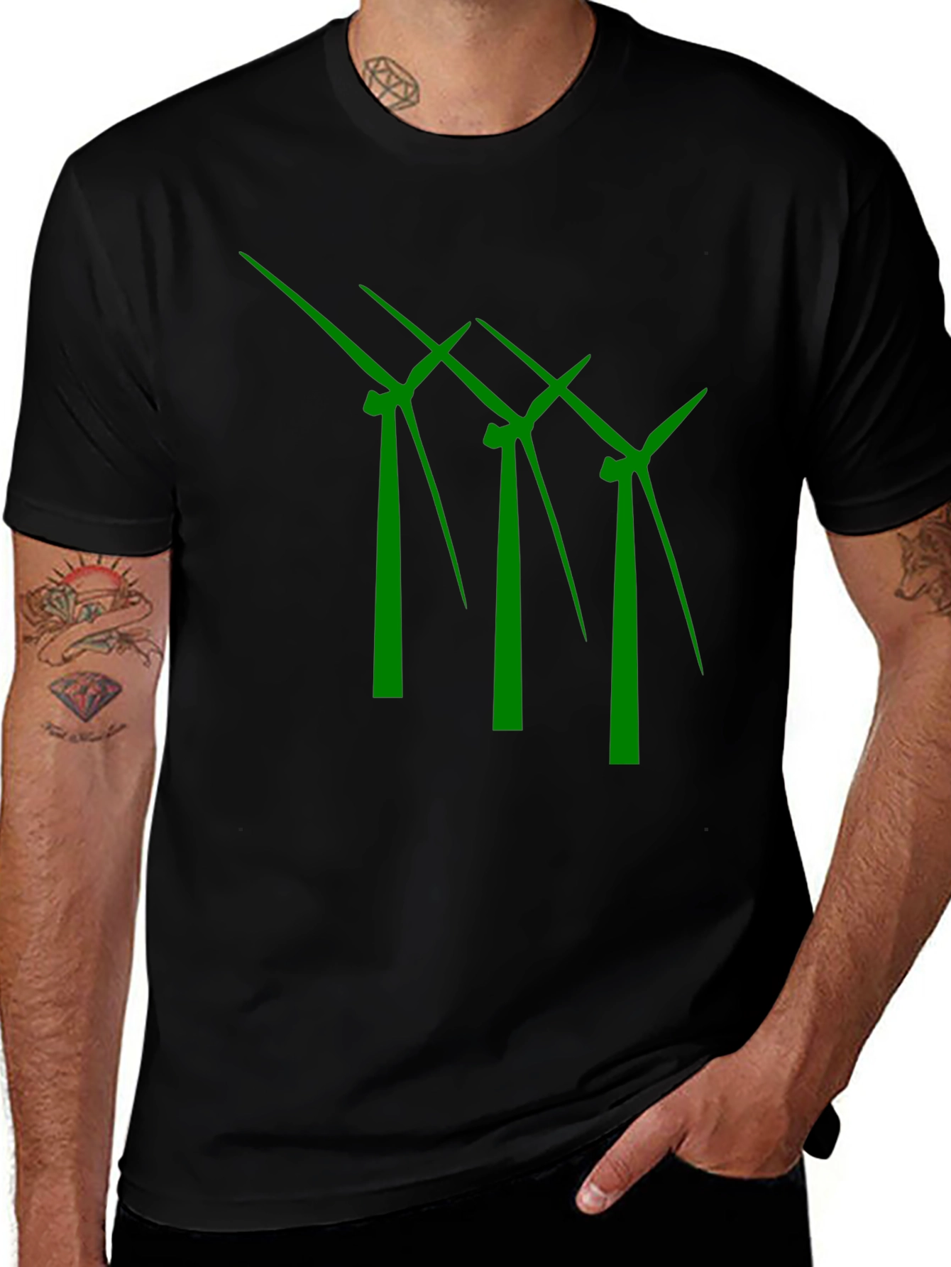 Eco-Friendly Wind Turbine Graphic T-Shirt