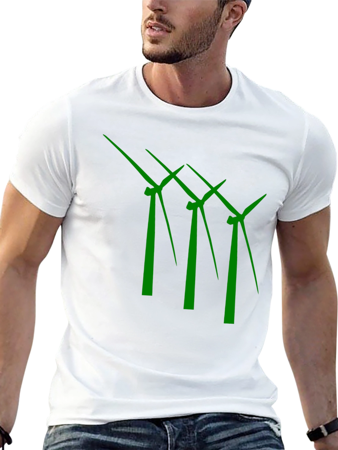 Eco-Friendly Wind Turbine Graphic T-Shirt