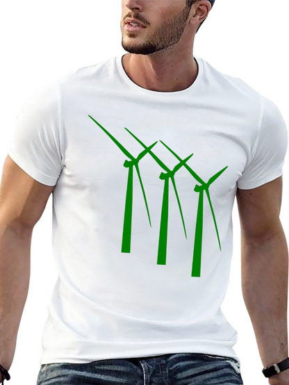 Eco-Friendly Wind Turbine Graphic T-Shirt