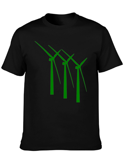 Eco-Friendly Wind Turbine Graphic T-Shirt