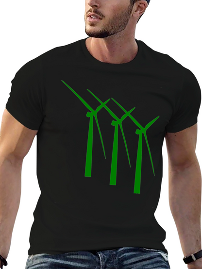 Eco-Friendly Wind Turbine Graphic T-Shirt